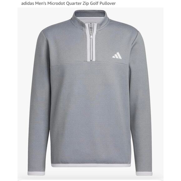 Adidas Mens 1/4 Zip Microdot Golf Pullover in Light Gray Large - Picture 2 of 8
